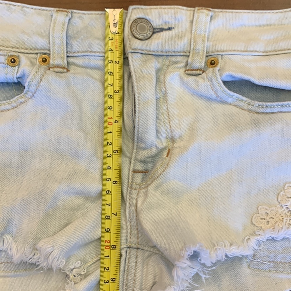AEO Light Wash Jean Short with Crochet Side Detail - Picture 12 of 14